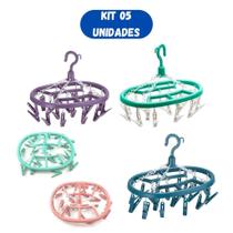Kit 05 Varal Para Roupas Intimas Cueca Calcinha Meia 18 Prendedores Oval De Apartamento Lavanderia