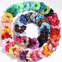 Kit 05 Xuxinha de Cetim Scrunchie Elástico de Cabelo Rabicó Frufru para Prender o Cabelo