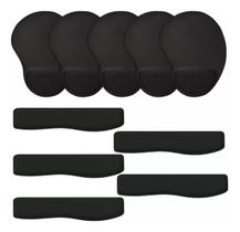 Kit 05x Mousepad + Apoio Pulso P/ Teclado Ergonômico Preta