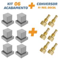 Kit 06 Acabamento Cromado Quadrado Registro Pressão Docol