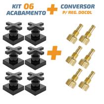 Kit 06 Acabamento Cruzeta Preto 1/2' Ou 3/4 P/ Reg Docol