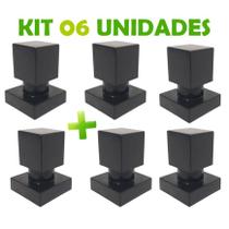 Kit 06 Acabamento Quadrado ABS Para Registro 1/2, 3/4 Padrão Deca Preto Kit 06 Acabamento Quadrado ABS Para Registro 1/2, 3/4 Padrão Deca Preto