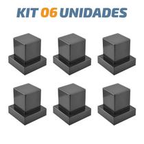 Kit 06 Acabamento Quadrado Preto Registro Pressão Deca