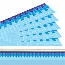 Kit 06 Adesivos Piscina Azulejo Mosaico Quadriculado Azul 100x10cm