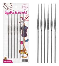 Kit 06 Agulhas Niqueladas Metal Crochê Nº02 Nº06 Nº10