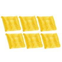 Kit 06 Almofada Com Botão Strass Para Poltrona Costela com Enchimento Tecido Sintético Amarelo - Ahazzo Móveis