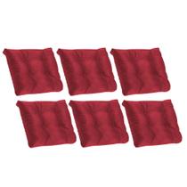 Kit 06 Almofada Para Poltrona Costela com Enchimento Tecido Sintético Vermelho - Ahazzo Móveis