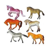 Kit 06 Animais Cavalos Fazenda Brinquedo Fazendeiro - Ausini