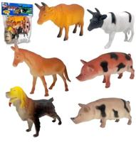 Kit 06 Animais Fazenda Brinquedo Vaca Porco Boi Fazendeiro Kit 06 Animais Fazenda Brinquedo Vaca Porco Boi Fazendeiro