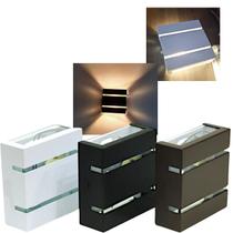 Kit 06 Arandela de Parede Slim Bivolt Dois Fachos Luz LED Externa e Interna Moderna