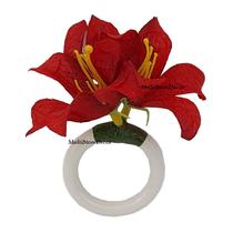KIT 06 Argola Porta Guardanapo Anel Flor de Lírio Vermelho Floral Mesa Posta KIT 06 Argola Porta Guardanapo Anel Flor de Lírio Vermelho Floral Mesa Posta