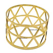 KIT 06 Argola Porta Guardanapo Anel Geométrico Dourado Metal Luxo Mesa Posta Natal