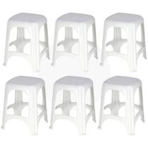 Kit 06 Banco Plástico Banqueta Niteroi Branca Tramontina