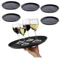 Kit 06 Bandeja Redonda Antiderrapante Garçom Servir 40cm Kit 06 Bandeja Redonda Antiderrapante Garçom Servir 40cm