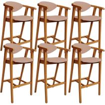 Kit 06 Banquetas Alta Para Cozinha Bancada Bar Sala de Jantar Fixa Cecília L02 Linho Rosê - Lyam Kit 06 Banquetas Alta Para Cozinha Bancada Bar Sala de Jantar Fixa Cecília L02 Linho Rosê - Lyam
