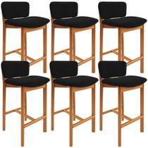 Kit 06 Banquetas Alta Para Cozinha Sala de Jantar Bar Dara L02 Bouclê Preto - Lyam Decor