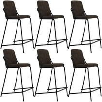Kit 06 Banquetas Altas Loft C01 Bouclê com Encosto Preto Lyam Decor Kit 06 Banquetas Altas Loft C01 Bouclê com Encosto Preto Lyam Decor