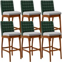 Kit 06 Banquetas Altas Mila Facto Verde Musgo Linho Cinza Kit 06 Banquetas Altas Mila Facto Verde Musgo Linho Cinza