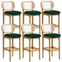 Kit 06 Banquetas Altas Para Cozinha Bancada Sala Tela Betta Fixa L02 Bouclê Verde - Lyam Kit 06 Banquetas Altas Para Cozinha Bancada Sala Tela Betta Fixa L02 Bouclê Verde - Lyam