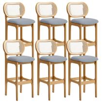 Kit 06 Banquetas Altas Para Cozinha Bancada Sala Tela Betta Fixa L02 Suede Cinza - Lyam Kit 06 Banquetas Altas Para Cozinha Bancada Sala Tela Betta Fixa L02 Suede Cinza - Lyam