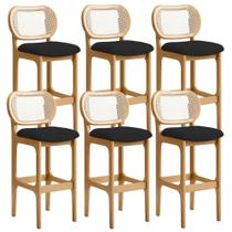 Kit 06 Banquetas Altas Para Cozinha Bancada Sala Tela Betta Fixa L02 Suede Preto - Lyam Kit 06 Banquetas Altas Para Cozinha Bancada Sala Tela Betta Fixa L02 Suede Preto - Lyam