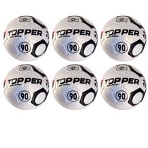 Kit 06 Bola De Futebol Campo Topper 90 Oficial Costurada à Mão Cor:Branco+Preto Kit 06 Bola De Futebol Campo Topper 90 Oficial Costurada à Mão Cor:Branco+Preto