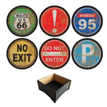 Kit 06 Bolachas Porta Copos Redondos Placas de Trânsito 10 cm - D'Rossi Kit 06 Bolachas Porta Copos Redondos Placas de Trânsito 10 cm - D'Rossi