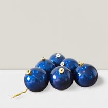 Kit 06 Bolas Natal Azul Perolado 07cm Decoração Árvore