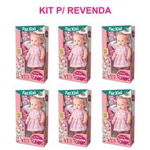 Kit 06 Bonecas Baby Faz Xixi De Verdade + Mamadeira + Fralda Kit Revenda