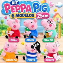 Kit 06 Bonecos Peppa Pig George Pig Pelúcias Antialérgica 25cm Papai Pig Mamãe Pig Antialérgico Kit 06 Bonecos Peppa Pig George Pig Pelúcias Antialérgica 25cm Papai Pig Mamãe Pig Antialérgico