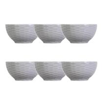 Kit 06 Bowl Tigela Cinza Relevo Ondas 416 ml Germer
