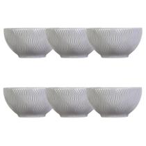 Kit 06 Bowl Tigela Cinza Relevo Sinuosa 360 ml Germer