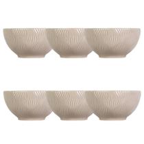 Kit 06 Bowl Tigela Creme Relevo Sinuosa 360 ml Germer