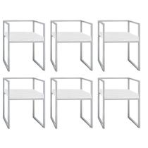 Kit 06 Cadeira de Jantar Cubo Office Escritório Recepção Ferro Cinza Sintético Branco - Ahz Móveis
