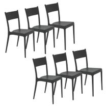 Kit 06 Cadeira Diana Eco em Polipropileno Preto Tramontina