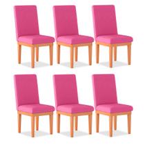 Kit 06 Cadeiras Alice Para Sala de Jantar Suede Pink - Madeira Prima Deccor