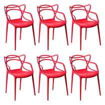 Kit 06 Cadeiras Amsterdam Sala de Jantar Vermelha - SSX Multicoisas