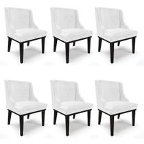 Kit 06 Cadeiras De Jantar Base Fixa Madeira Preto Cor Branco
