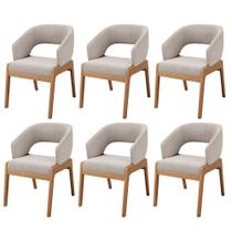 Kit 06 Cadeiras de Jantar e Estar Living Estofada Lince L02 Bouclê Bege - Lyam Decor Kit 06 Cadeiras de Jantar e Estar Living Estofada Lince L02 Bouclê Bege - Lyam Decor