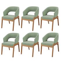 Kit 06 Cadeiras de Jantar e Estar Living Estofada Lince L02 Bouclê Oliva - Lyam Decor Kit 06 Cadeiras de Jantar e Estar Living Estofada Lince L02 Bouclê Oliva - Lyam Decor
