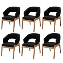Kit 06 Cadeiras de Jantar e Estar Living Estofada Lince L02 Bouclê Preto - Lyam Decor Kit 06 Cadeiras de Jantar e Estar Living Estofada Lince L02 Bouclê Preto - Lyam Decor