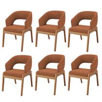 Kit 06 Cadeiras de Jantar e Estar Living Estofada Lince L02 Bouclê Terracota - Lyam Decor Kit 06 Cadeiras de Jantar e Estar Living Estofada Lince L02 Bouclê Terracota - Lyam Decor