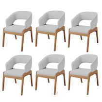 Kit 06 Cadeiras de Jantar e Estar Living Estofada Lince L02 Linho Cinza - Lyam Decor Kit 06 Cadeiras de Jantar e Estar Living Estofada Lince L02 Linho Cinza - Lyam Decor