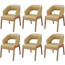 Kit 06 Cadeiras de Jantar e Estar Living Estofada Lince L02 material sintético Casco Fendi - Lyam Decor Kit 06 Cadeiras de Jantar e Estar Living Estofada Lince L02 material sintético Casco Fendi - Lyam Decor