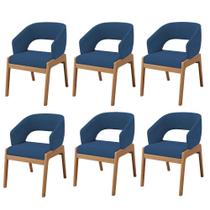 Kit 06 Cadeiras de Jantar e Estar Living Estofada Lince L02 Suede Azul Marinho - Lyam Decor Kit 06 Cadeiras de Jantar e Estar Living Estofada Lince L02 Suede Azul Marinho - Lyam Decor