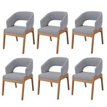 Kit 06 Cadeiras de Jantar e Estar Living Estofada Lince L02 Suede Cinza - Lyam Decor Kit 06 Cadeiras de Jantar e Estar Living Estofada Lince L02 Suede Cinza - Lyam Decor