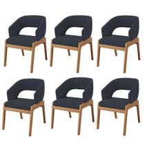 Kit 06 Cadeiras de Jantar e Estar Living Estofada Lince L02 Suede Preto - Lyam Decor Kit 06 Cadeiras de Jantar e Estar Living Estofada Lince L02 Suede Preto - Lyam Decor