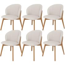 Kit 06 Cadeiras De Jantar E Estar Living Estofada Mia L02 Linho Cru Kit 06 Cadeiras De Jantar E Estar Living Estofada Mia L02 Linho Cru