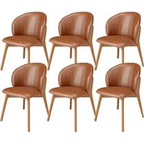Kit 06 Cadeiras De Jantar E Estar Living Estofada Mia L02 material sintético Camel Kit 06 Cadeiras De Jantar E Estar Living Estofada Mia L02 material sintético Camel