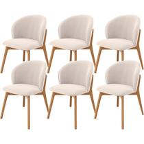 Kit 06 Cadeiras de Jantar e Estar Living Estofada Mia L02 Suede Bege - Lyam Decor Kit 06 Cadeiras de Jantar e Estar Living Estofada Mia L02 Suede Bege - Lyam Decor
